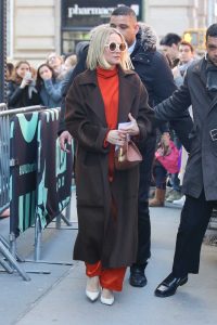 Kristen Bell in a Brown Coat