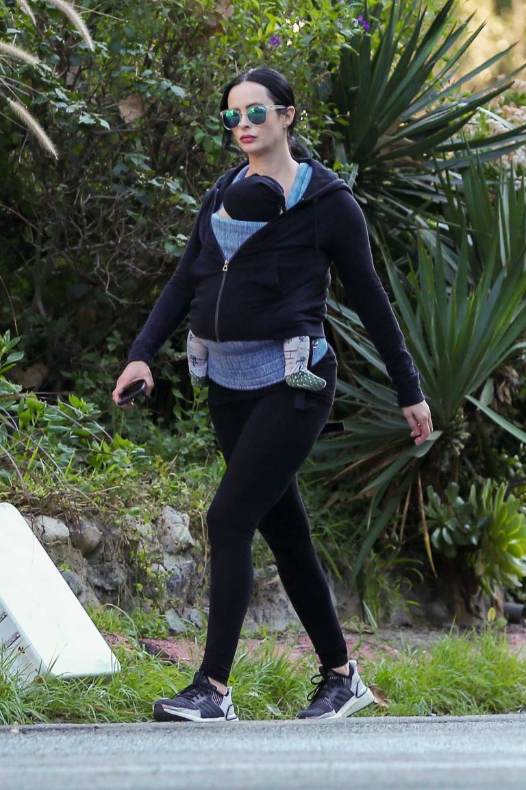 Krysten Ritter in a Black Leggings Was Seen Out with Her Baby Boy Bruce