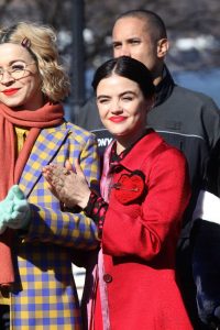 Lucy Hale in a Red Pants