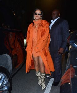 Rihanna in an Orange Trench Coat