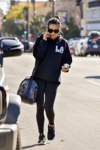 Shay Mitchell in a Black Hoody