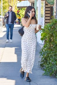 Vanessa Hudgens in a White Strawberry-Patterned Dress