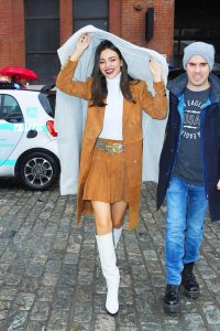 Victoria Justice in a Beige Trench Coat