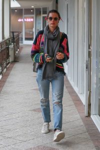 Alessandra Ambrosio in a Blue Ripped Jeans