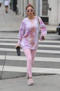 Chantel Jeffries in a Pink Leggings