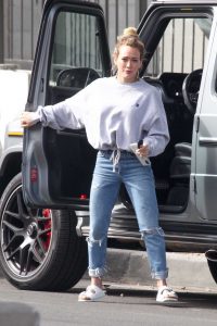 Hilary Duff in a Blue Ripped Jeans