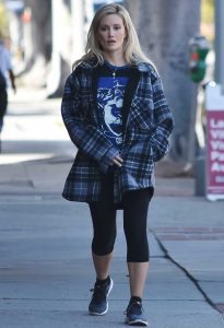 Holly Madison in a Plaid Jacket