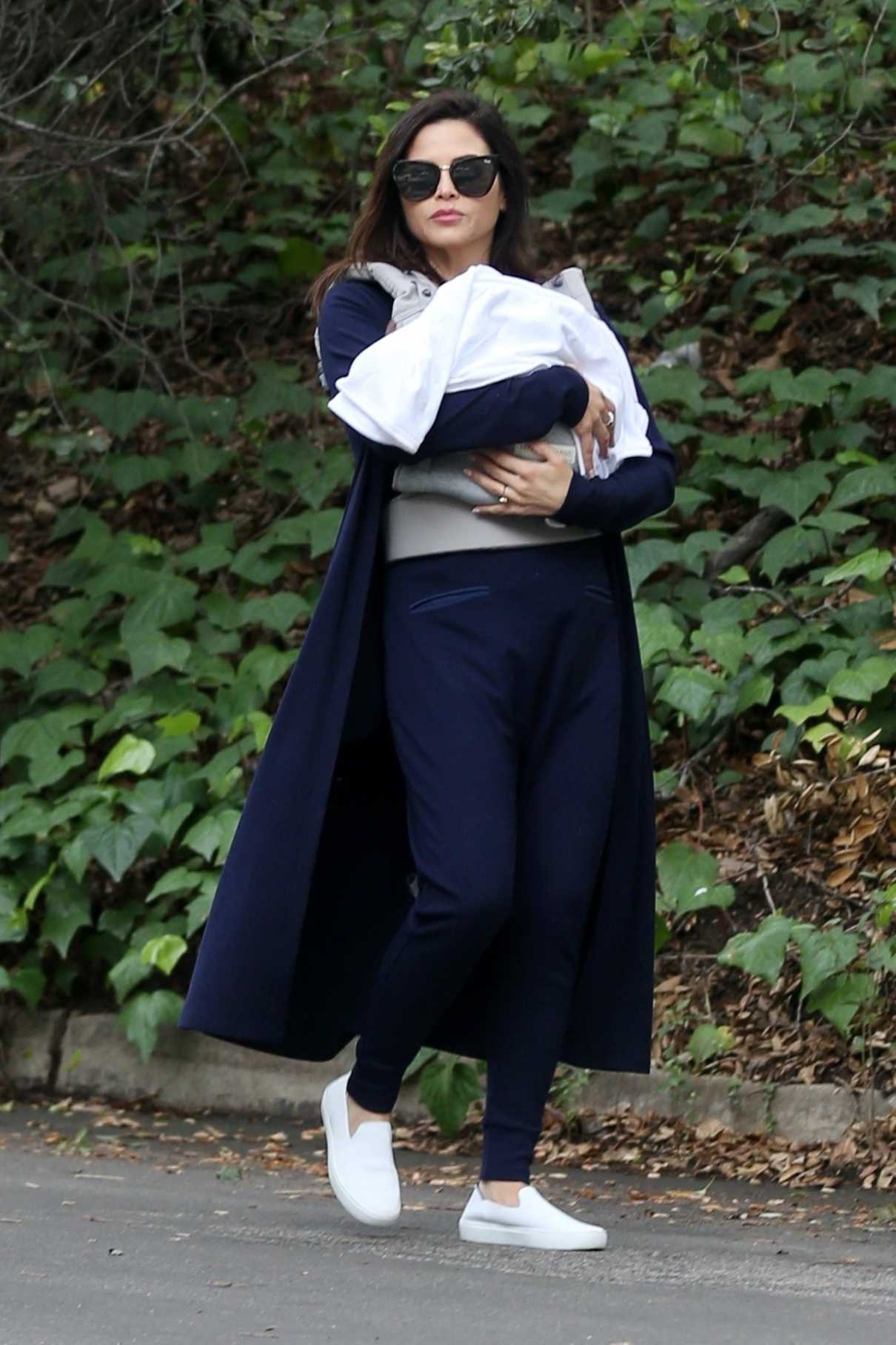 Jenna Dewan in a Blue Coat