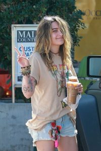 Paris Jackson in a Beige Tee