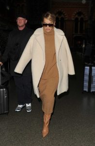 Rita Ora in a Tan Suit