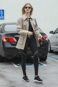 Rosie Huntington-Whiteley in a Beige Jacket