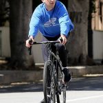 Shia LaBeouf in a Blue Sweatshirt Out for a Bike Ride in Los Angeles 03/29/2020