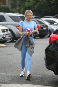 Tammy Hembrow in a Blue Leggings
