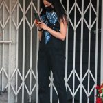 Abigail Spencer in a Black Coveralls Does a Bike Ride to the Fatamorgana Gelato Shop in Studio City 04/23/2020