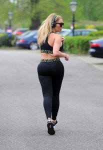 Aisleyne Horgan-Wallace in a Black Sports Bra