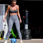 Danielle Lloyd in a Gray Leggings Works Out Outside Her Home in Liverpool 04/05/2020