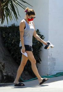 Elisabetta Canalis in a Gray Tank Top