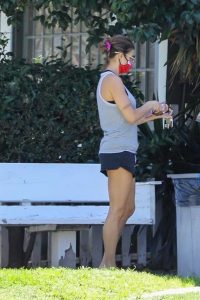 Elisabetta Canalis in a Gray Tank Top