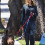 Julia Roberts in a Blue Coveralls Walks Her Dogs in Malibu 04/22/2020