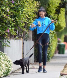 Kelly Gale in a Neon Blue Hoody