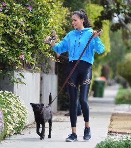 Kelly Gale in a Neon Blue Hoody