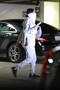 Lea Michele in a Gray Sweatsuit