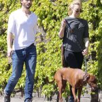 Natalie Dormer in a Black Leggings Walks Her Dog Out with Boyfriend David Oakes in Richmond 04/24/2020