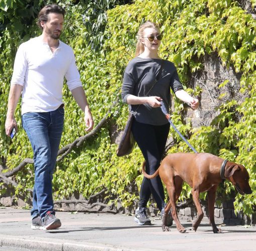 Natalie Dormer in a Black Leggings Walks Her Dog Out with ...