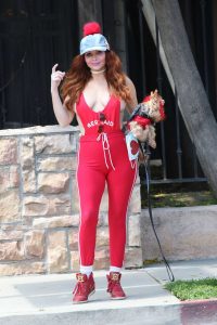 Phoebe Price in a Red Track Pants