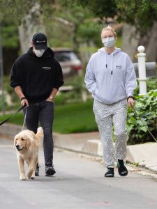 Sophie Turner in a Face Mask