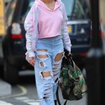 Yasmin Evans in a Blue Ripped Jeans Leaves BBC Broadcasting House in London 04/22/2020