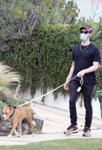 Finneas O'Connell in a Protective Mask