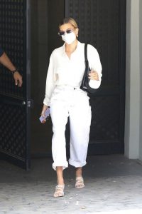 Hailey Bieber in a Protective Mask