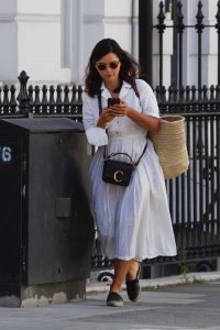Jenna Coleman in a White Skirt