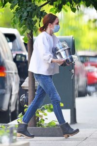 Julianne Moore in a Protective Mask