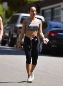 Karrueche Tran in a Gray Nike Sports Bra