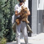 Lady Victoria Hervey in a Black Protective Mask Walks Her Dog in West Hollywood 05/21/2020