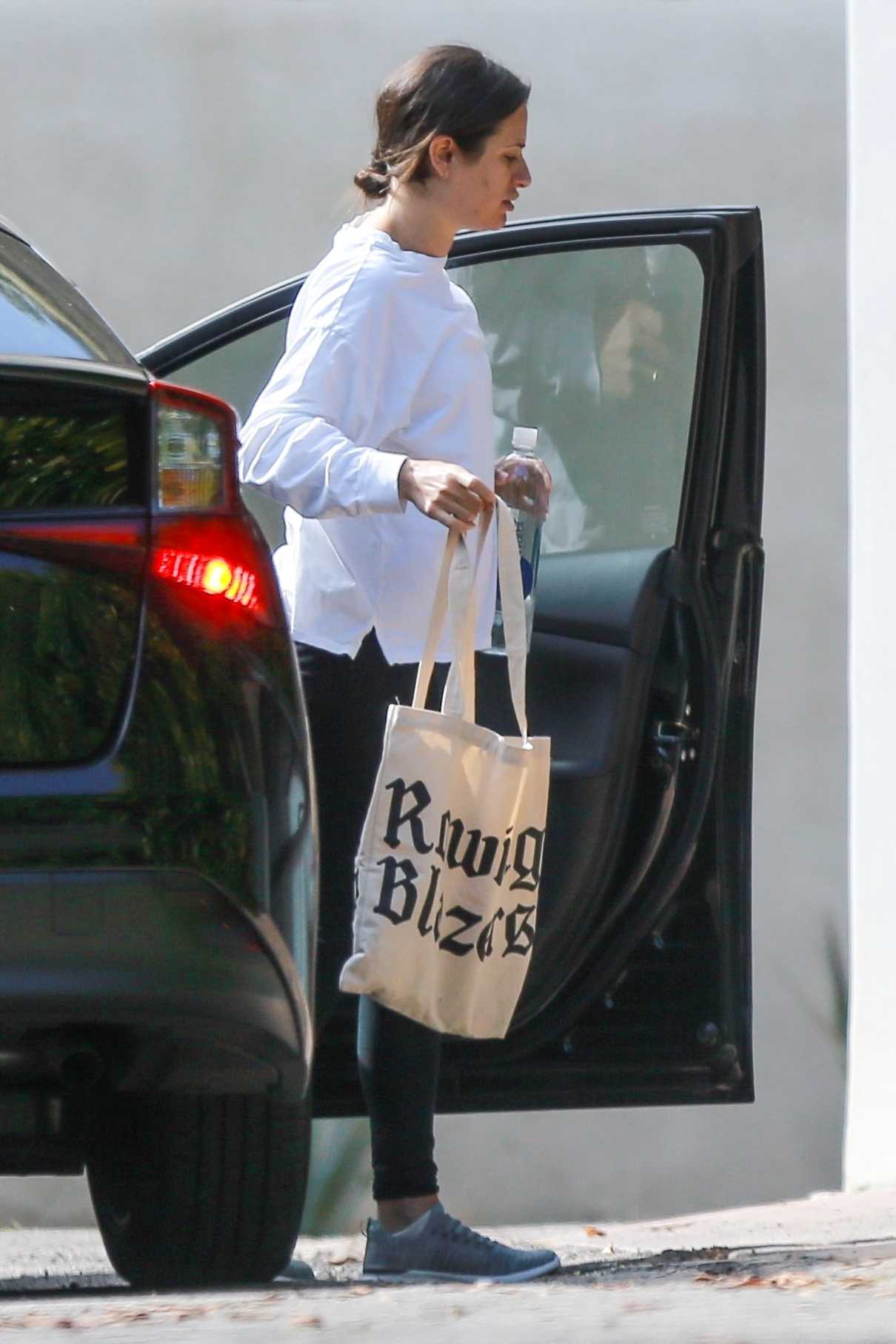 Lea Michele in a White Long Sleeves T-Shirt