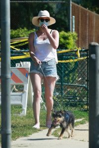 Lili Reinhart in a Face Mask Walks Her Dog in Los Angeles 05/02/2020
