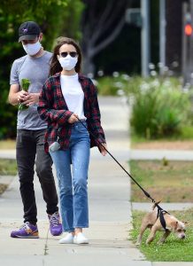 Lily Collins in a Protective Mask