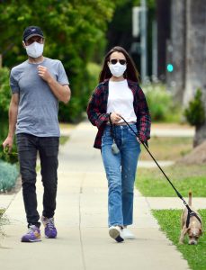 Lily Collins in a Protective Mask