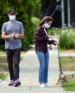 Lily Collins in a Protective Mask