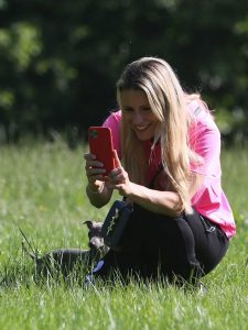 Michelle Hunziker in a Pink Tee