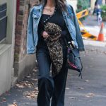 Pia Miller in a Black Pants Leaves Valonz Hairdresser in Paddington, London 05/26/2020