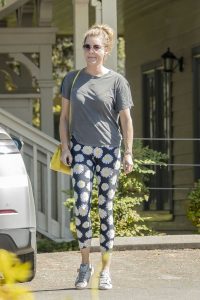 Rebecca Romijn in a Floral Print Leggings