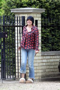 Sadie Frost in a Black Knit Hat