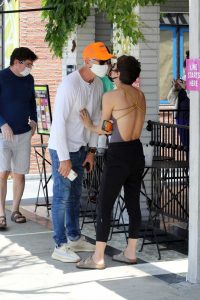 Selma Blair in a Black Protective Mask