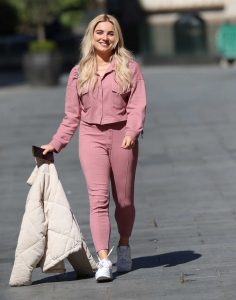 Sian Welby in a Pink Suit