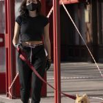 Thylane Blondeau in a Black Protective Mask Walks Her Dog in Saint-Tropez 05/11/2020