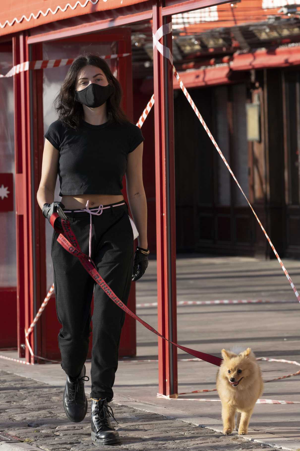 Thylane Blondeau in a Black Protective Mask